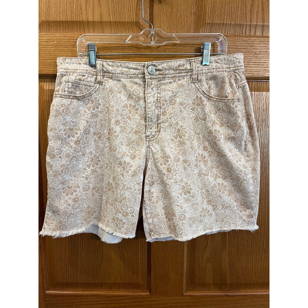Hannah Womens Floral Paisley Lightweight Denim Cutoff Shorts Stretch Womens 14